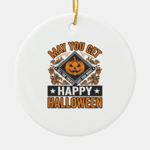 Happy Halloween Pumpkin Treats Vintage Ceramic Ornament