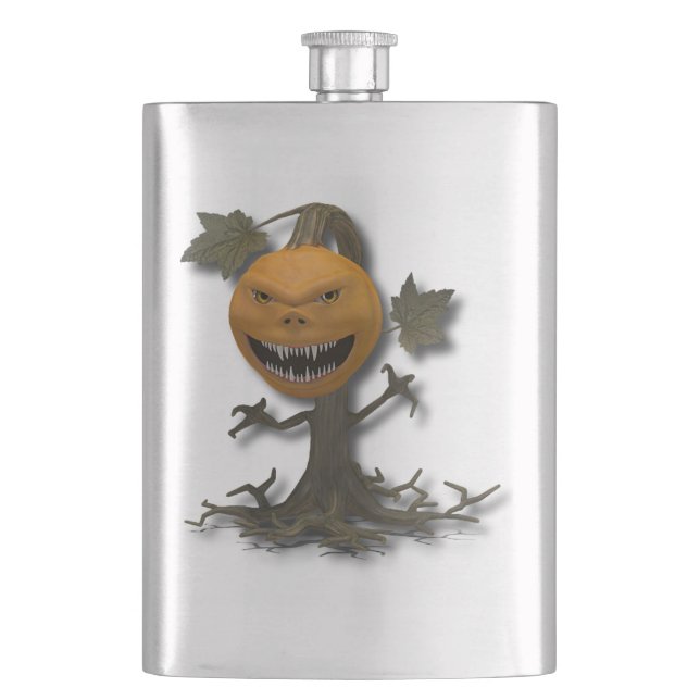Happy Halloween Pumpkin Tree Flask (Front)