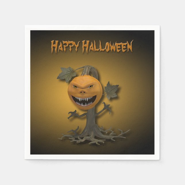 Happy Halloween Pumpkin Tree Napkins (Front)