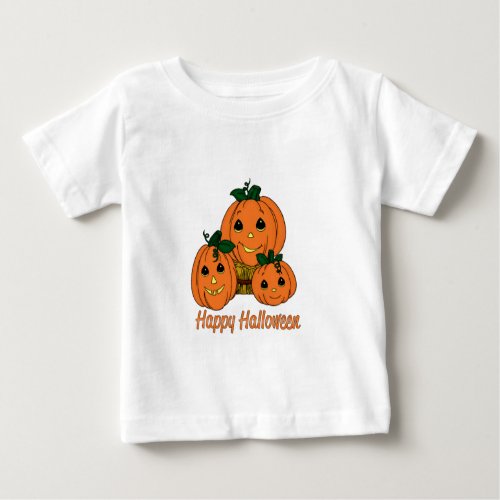 Happy Halloween Pumpkin Triplets Baby T_Shirt