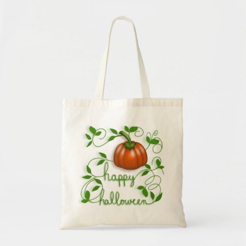 Happy Halloween Pumpkin Vine Tote Bag