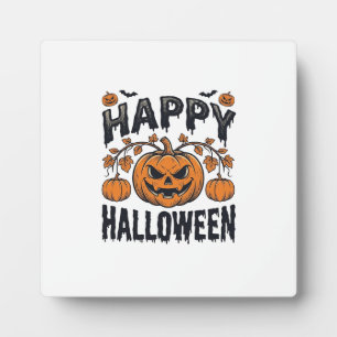 Happy Halloween Pumpkin Vintage Engraving Design_1 Plaque