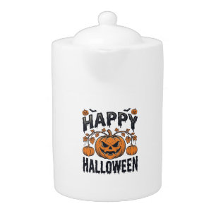 Happy Halloween Pumpkin Vintage Engraving Design_1 Teapot