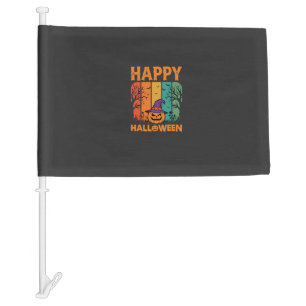 Happy Halloween Pumpkin Vintage Vector Car Flag