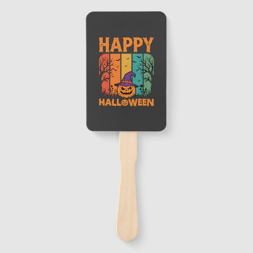 Happy Halloween Pumpkin Vintage Vector Hand Fan