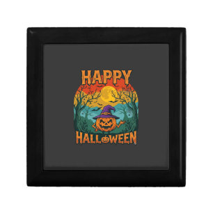 Happy Halloween Pumpkin Witch Hat Full Moon Bats Gift Box