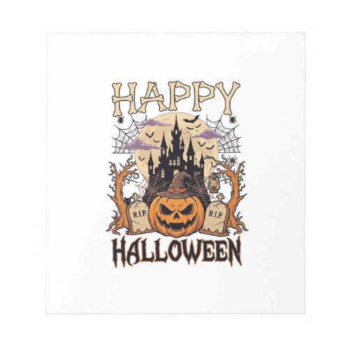 Happy Halloween Pumpkin Witch Hat Haunted Castle M Notepad