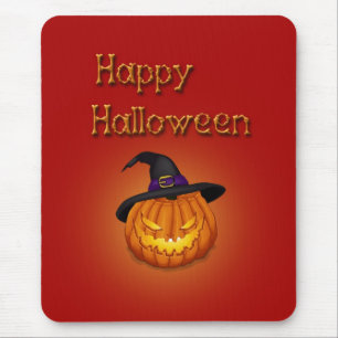 Happy Halloween Pumpkin with Hat Mouse Pad