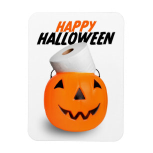 Happy Halloween Pumpkin With Toilet Paper Humor Magnet
