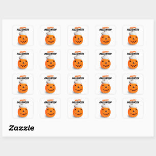 Happy Halloween Pumpkin With Toilet Paper Humor Square Sticker