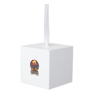 Happy Halloween Pumpkin Wizard Graveyard Full Moon Cube Ornament