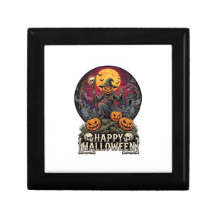 Happy Halloween Pumpkin Wizard Graveyard Full Moon Gift Box