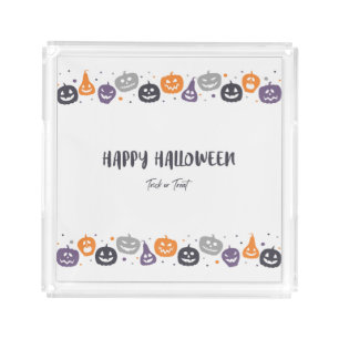 Happy halloween pumpkins acrylic tray