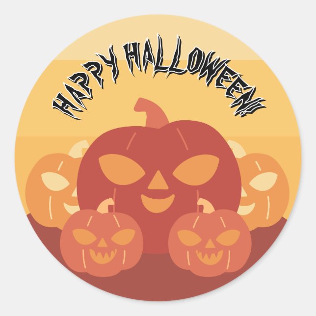 Happy Halloween! Pumpkins Classic Round Sticker (Front)
