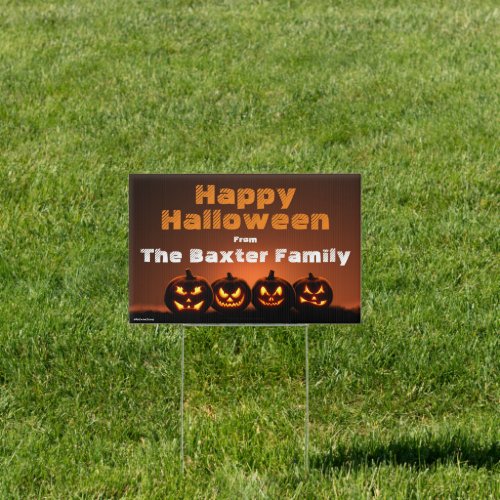 Happy Halloween Pumpkins Creepy Horror Yard Sign
