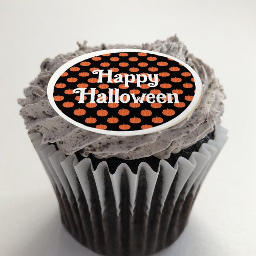 Happy Halloween pumpkins cupcake toppers Edible Frosting Rounds