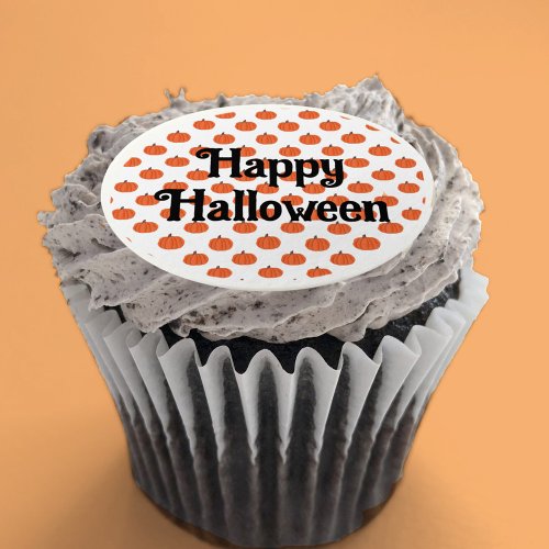 Happy Halloween pumpkins cupcake toppers Edible Frosting Rounds