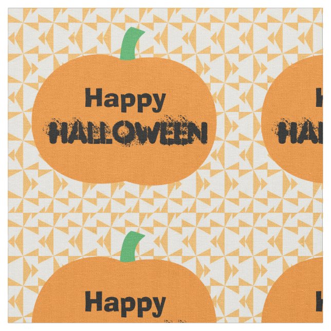 Happy Halloween Pumpkins Fabric (Close Up)