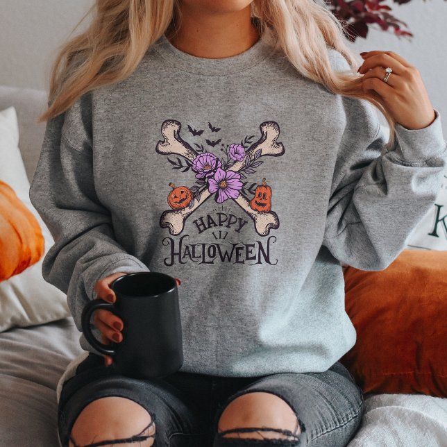 Happy Halloween Pumpkins Floral Sweatshirt (Creator Uploaded)