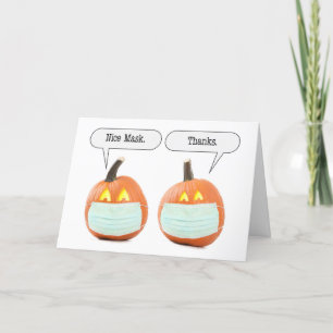 Happy Halloween Pumpkins in Coronavirus Face Mask Holiday Card