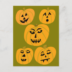 HAPPY HALLOWEEN Pumpkins Jack-O-Lanterns Postcard