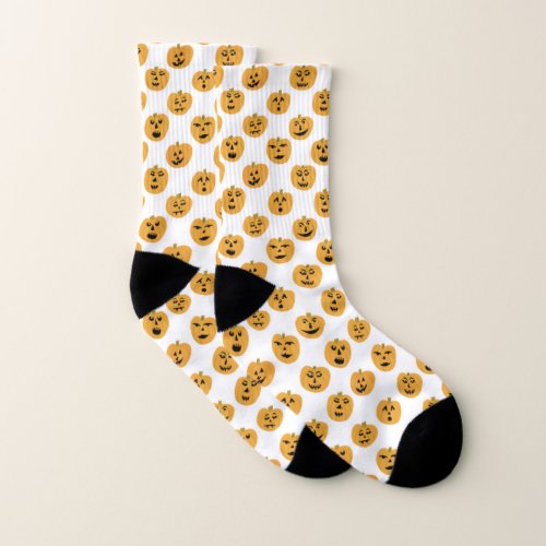 Happy Halloween Pumpkins JackO_Lantern Pattern Socks