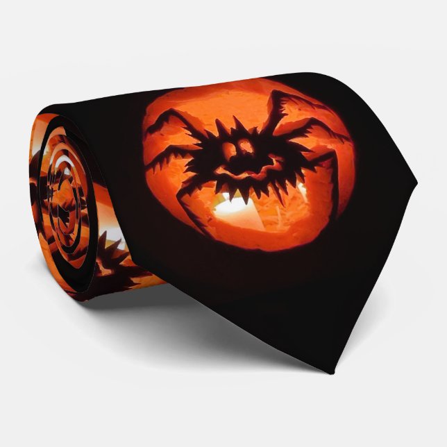 Happy Halloween Pumpkins Neck Tie (Rolled)