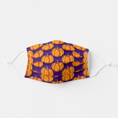 Happy Halloween  Pumpkins on Purple Adult Cloth Face Mask