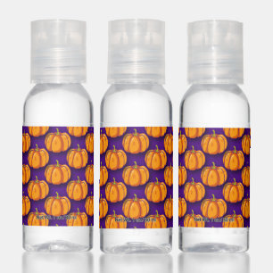 Happy Halloween   Pumpkins on Purple Pattern Hand Sanitizer