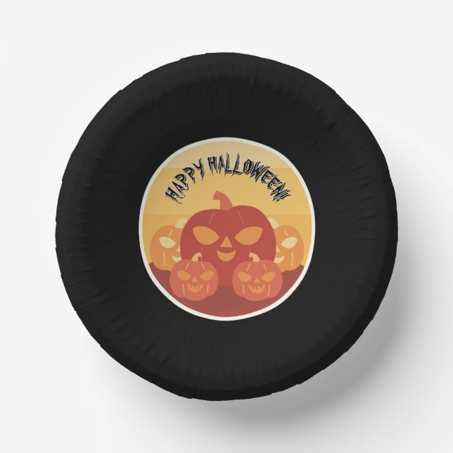 Happy Halloween! Pumpkins Paper Bowls (Front)