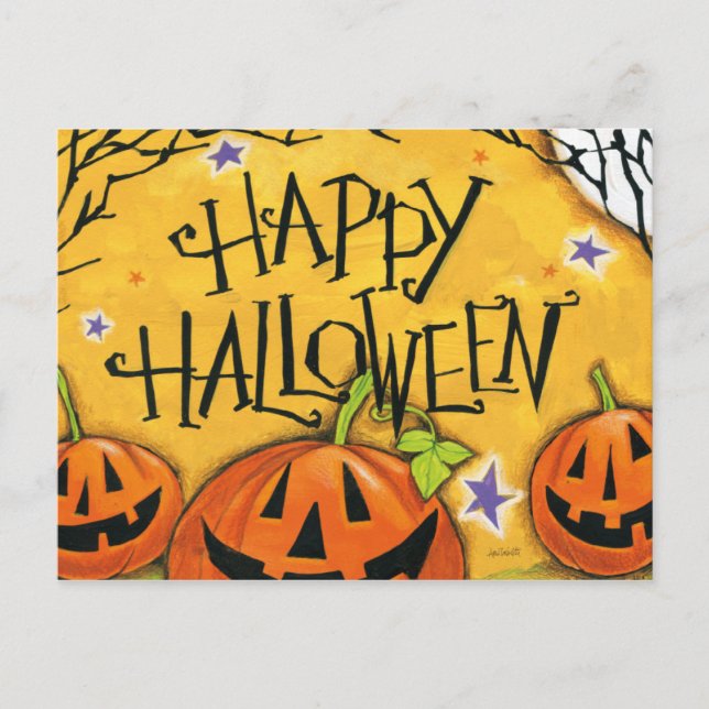Happy Halloween Pumpkins Postcard (Front)
