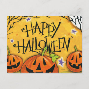Happy Halloween Pumpkins Postcard