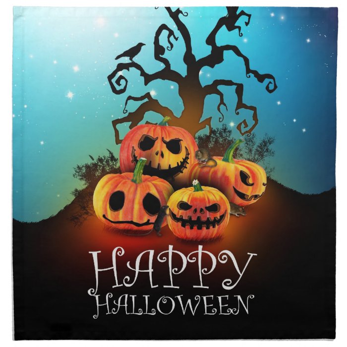 Happy Halloween Pumpkins to under to creepy tree Napkins