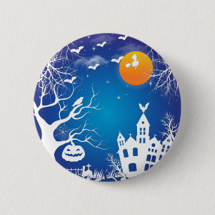 happy halloween pumpkins witches haunted house T-S Button