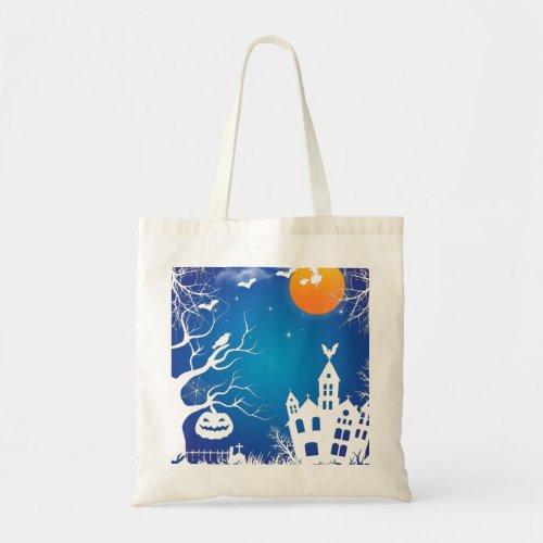 happy halloween pumpkins witches haunted house T_S Tote Bag