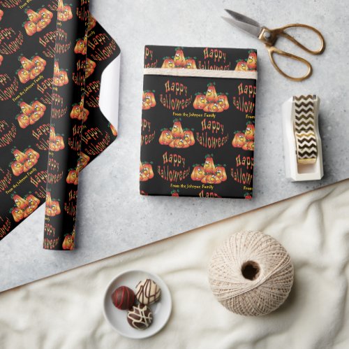 Happy Halloween Pumpkins Wrapping Paper