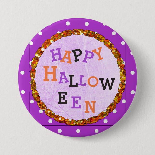 Happy Halloween Purple and Orange Buttons (Front)