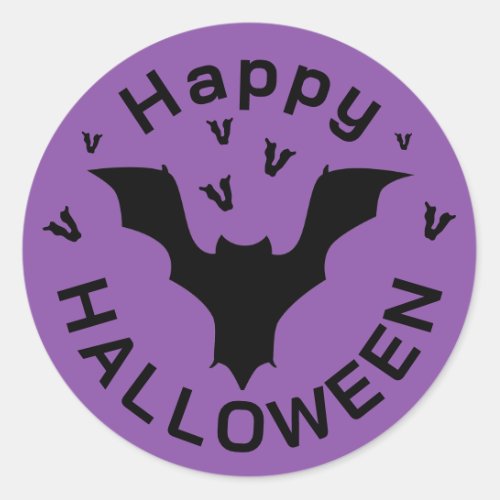 happy halloween purple classic round sticker