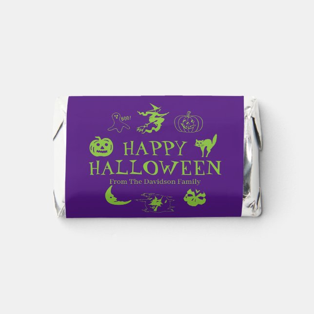 Happy Halloween purple green funny cute custom Hershey's Miniatures (Front)