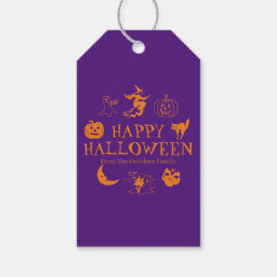 Happy Halloween purple orange custom name spooky Gift Tags