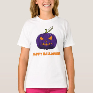 Happy Halloween Purple Pumpkin Girls T-shirt
