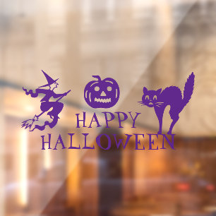 Happy Halloween purple scary cute House Window Cling