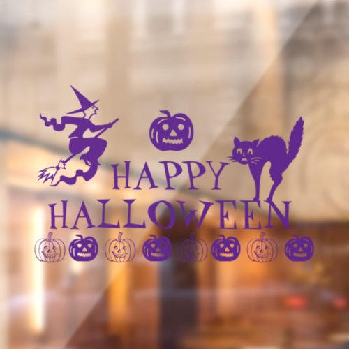 Happy Halloween purple spooky cute decor House Window Cling