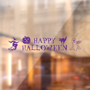 Happy Halloween purple spooky decor Window Cling