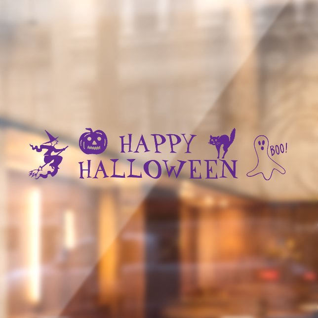 Happy Halloween purple spooky decor Window Cling (Sheet 2)