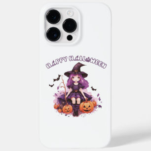 Happy Halloween Purple Witch Pumpkins & Bats Case-Mate iPhone 14 Pro Max Case