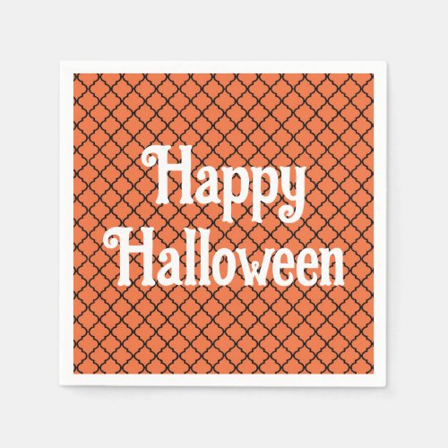 Happy Halloween quatrefoil paper napkins