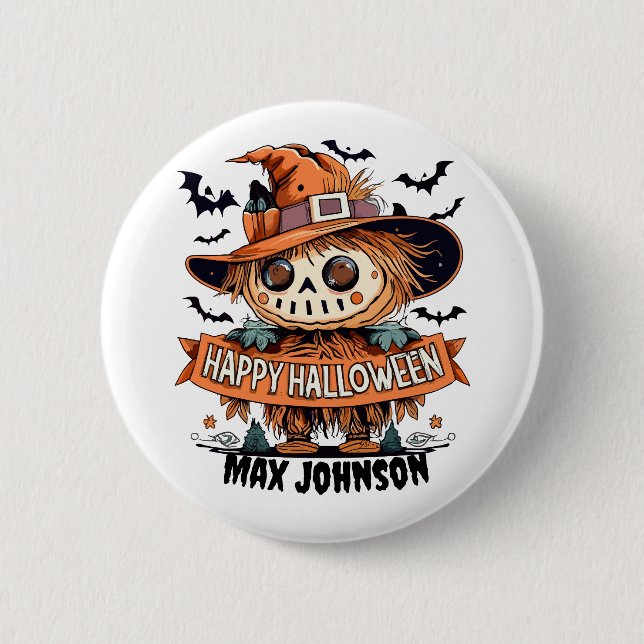 Happy Halloween - Quotes Orange Black Button (Front)