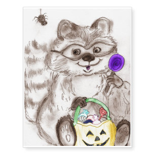 Happy Halloween Raccoon Temporary Tattoos