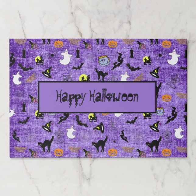 Happy Halloween Random Iconic Pattern Purple Paper Pad (Front)